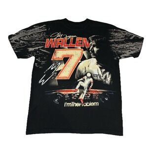 Morgan Wallen T Shirt L Black Stock Car AOP I'm The Problem Tour Merch NEW *hole